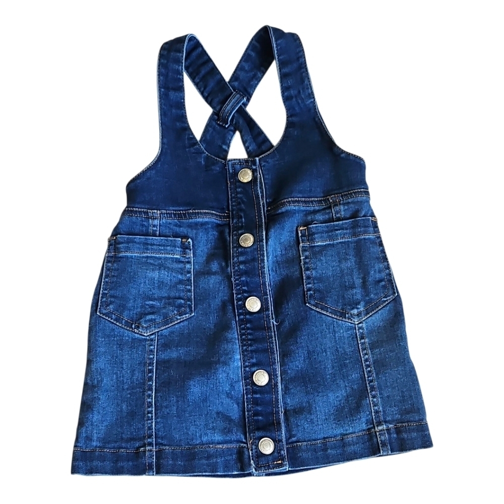 7 For All Mankind Girls Blue Jean Overall Dress Size 2T
